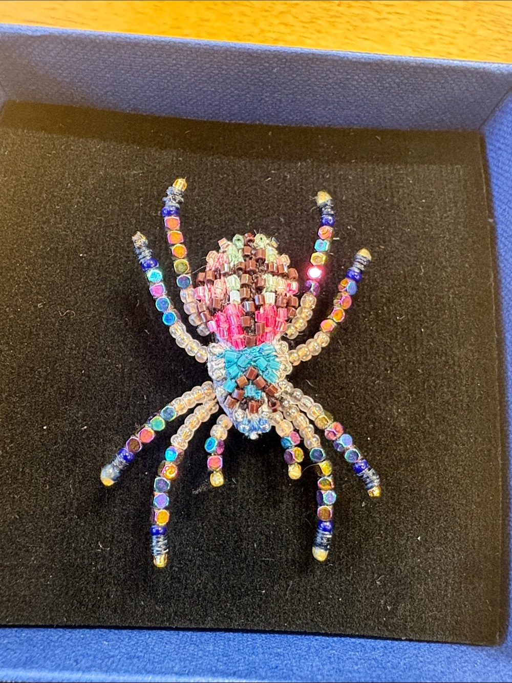 Beaded Multicolor tarantula Brooch by Trovelore